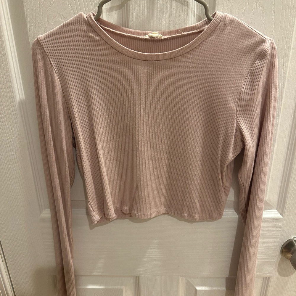Garage Pink Fitted Crop Long Sleeve